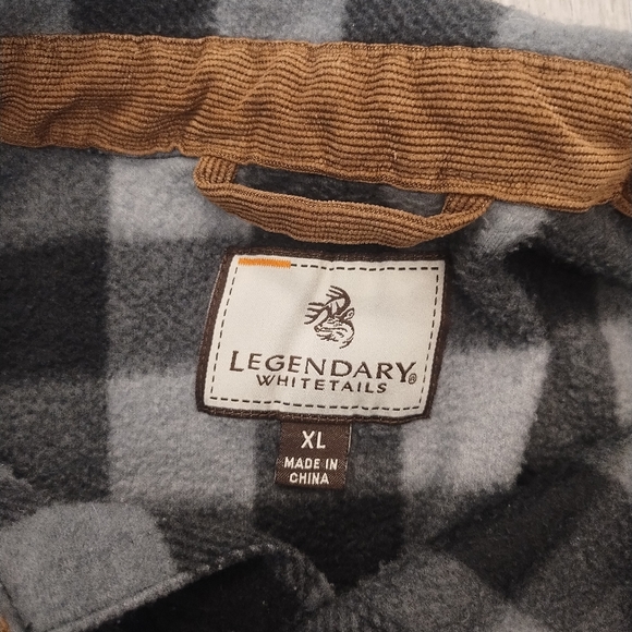 LEGENDARY WHITETAILS Mens XL Thick Fleece Flannel Button-Up Shirt Corduroy - Picture 2 of 3